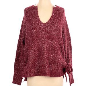 John + Jenn Burgundy Sweater lace-up sides